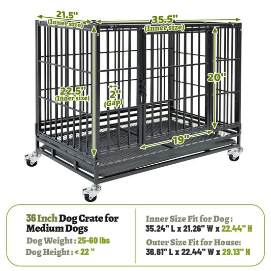 37" Stackable Heavy Duty Dog Kennel - Steel 70lb Capacity