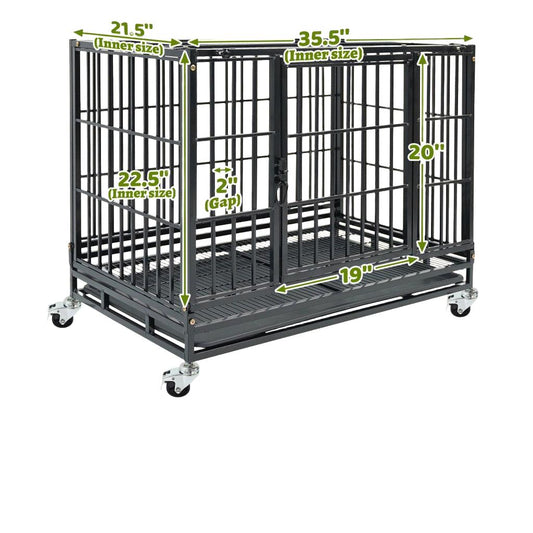 37" Stackable Heavy Duty Dog Kennel - Steel 70lb Capacity