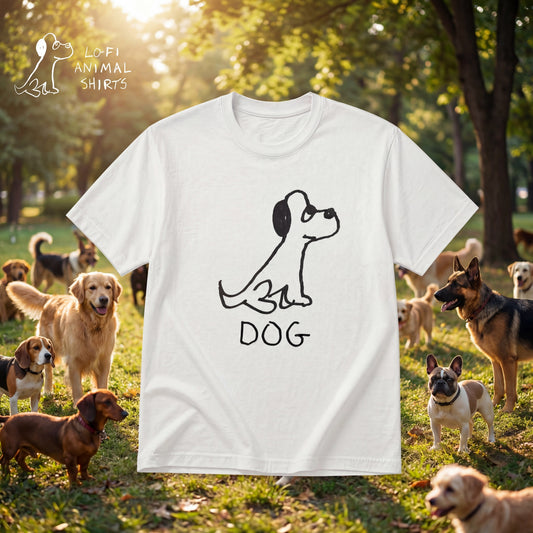 Dog Classic Tee - Hand-Drawn Minimalist Cotton T-Shirt