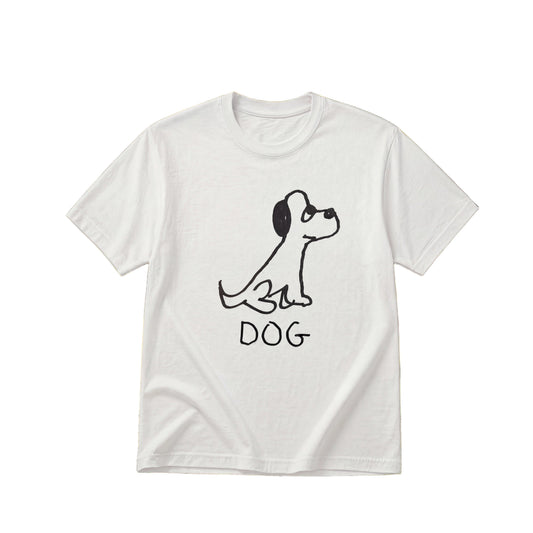 Dog Classic Tee - Hand-Drawn Minimalist Cotton T-Shirt