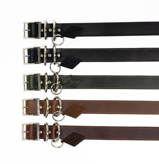 Designer Full Grain Leather Dog Collar - Handcrafted USA Leather