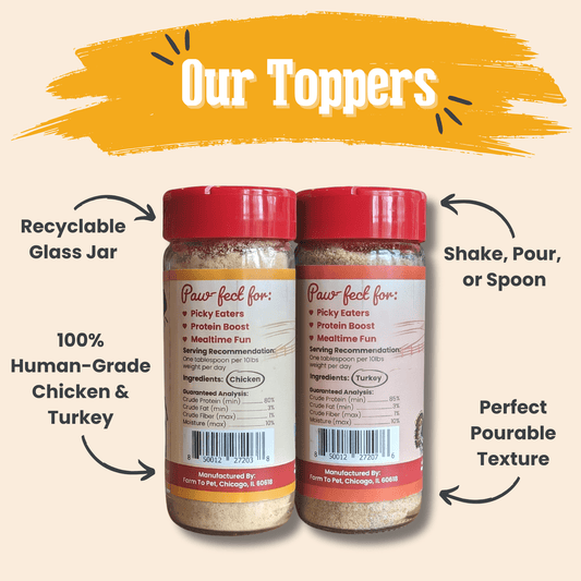 Farm to Pet Chicken & Turkey Dog Food Topper Bundle - 2 x 4.7oz Jars
