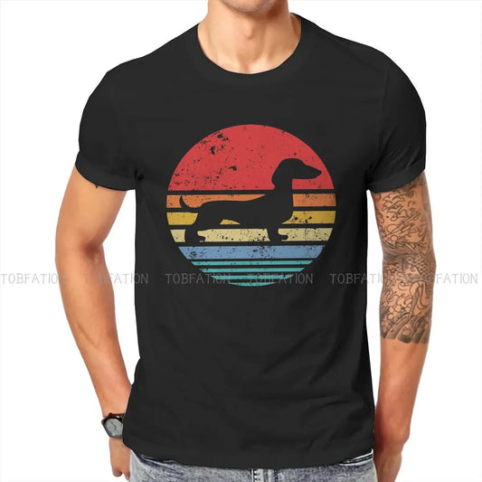 Dachshund Retro Sunset Daschund Unique Polyester TShirt Sausage Dog Comfortable Hip Hop Gift Idea T Shirt Short Sleeve
