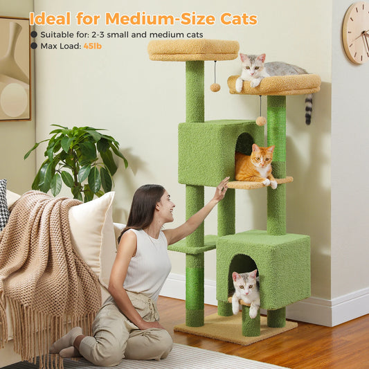 PAWZ Road Cactus Cat Tree - 133cm Tower with 2 Condos & Perches