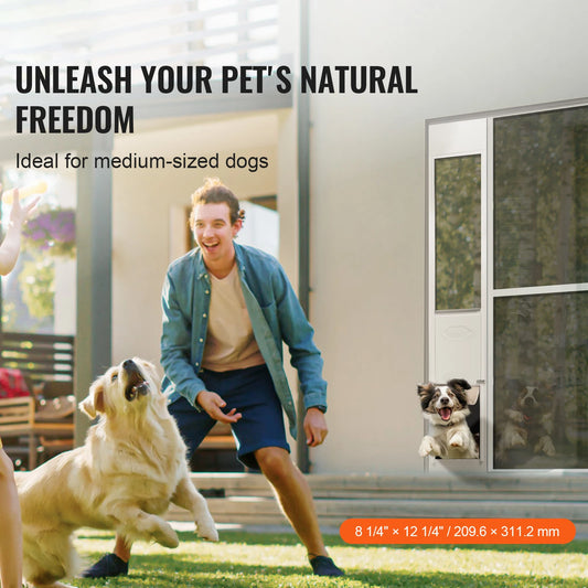 SucceBuy Sliding Glass Pet Door - Adjustable 76-81" Aluminum Frame