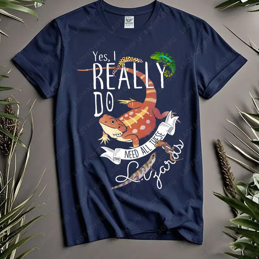 Funny Lizard Cotton Clothing Women Men Reptile Lover Gift Tops Pet Bearded Dragon Leopard Gecko Chameleon Cute Graphic Tshirt