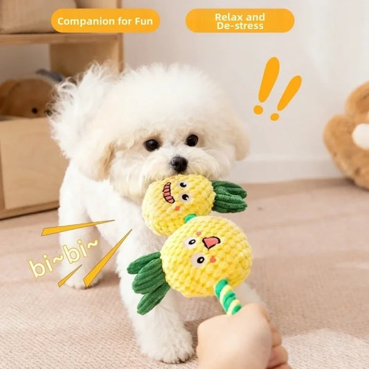 Dog Teeth Cleaning Toy Fruit Shape Bite Resistant Dog Plush Toy Built-in Sounder Can Bite Vocal Squeaky Dog Toy