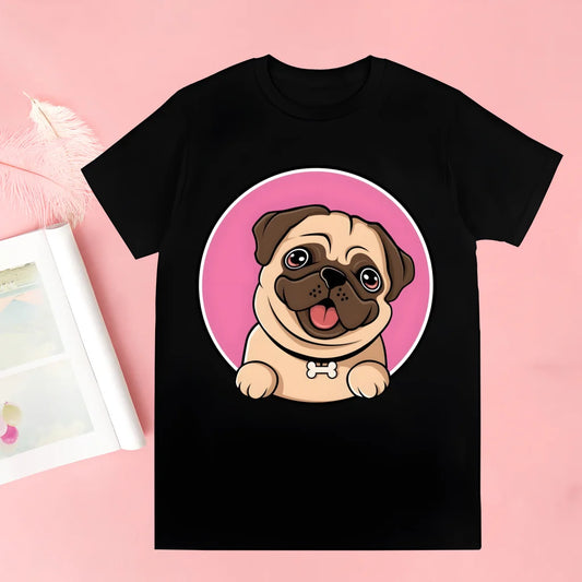 Pug Dog Animal Pet T Shirt Novelty Funny Vintage Crew Neck Men's T-Shirt Humor Women Top Tee Gift Humor Streetwear