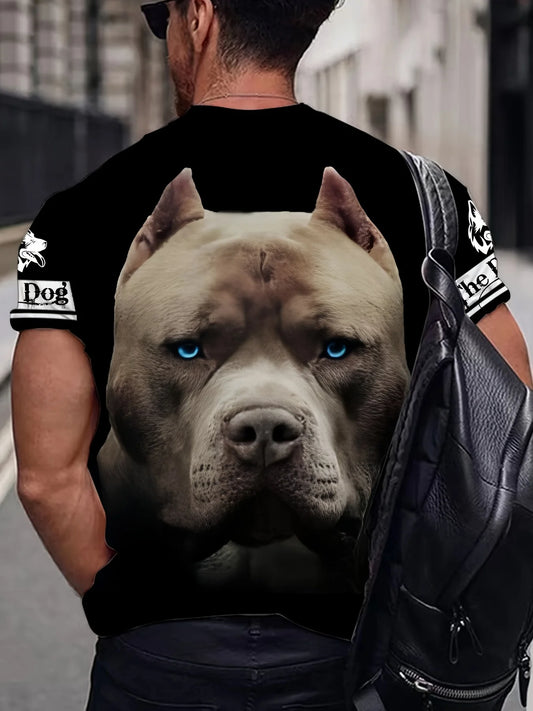 Men's Dog Graphic Print T-shirt Short Sleeve Crew Neck Tee Men's Clothing For Outdoor Casual Mes Tshirt Oversized Hot Sale
