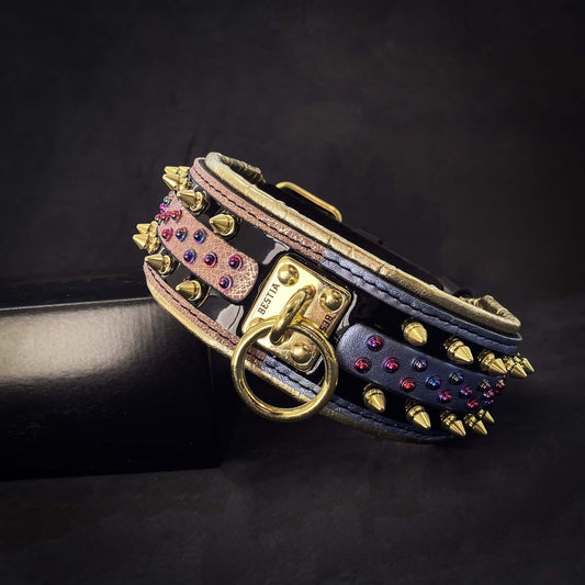 Bestia Candy Dog Collar - Black Genuine Leather 2.5" Wide
