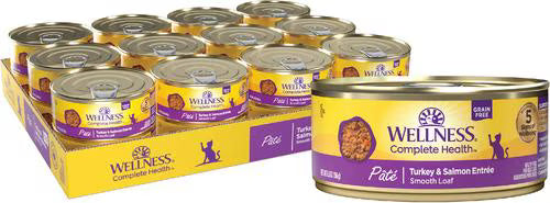Wellness Complete Health Adult Turkey and Salmon Pate Wet Cat Food (5.5oz)