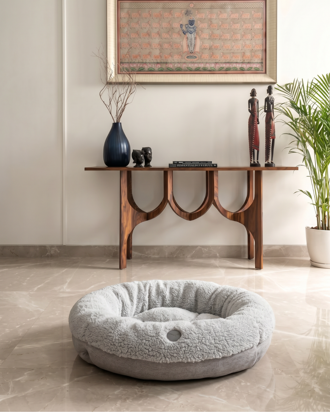 Chester & Lee | Furry Gray Donut Dog Bed