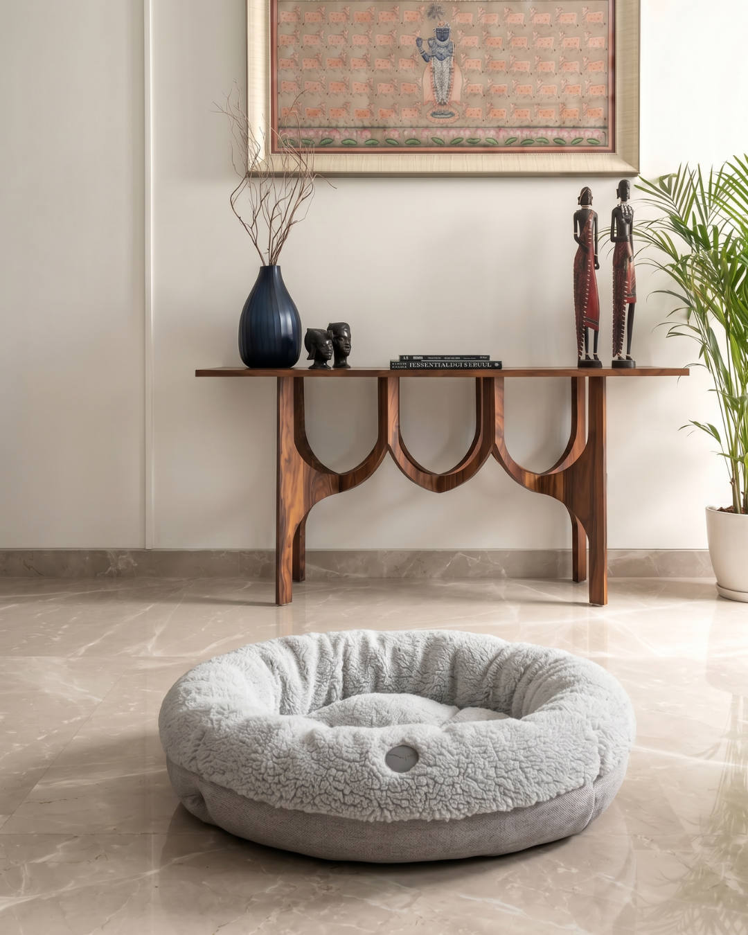 Chester & Lee | Furry Gray Donut Dog Bed