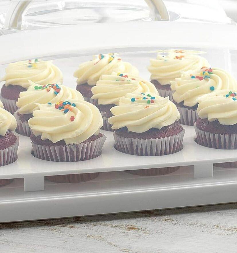 Cake Carrier with Lid, Cake Holder Cupcake Container for 12 Cupcakes 2 in 1 P...