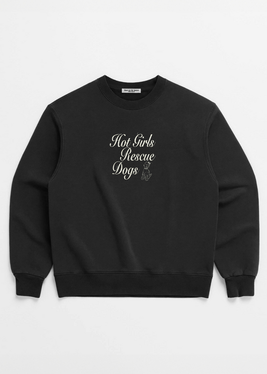 Hot Girls Rescue Dogs Unisex Fleece Crewneck Sweatshirt