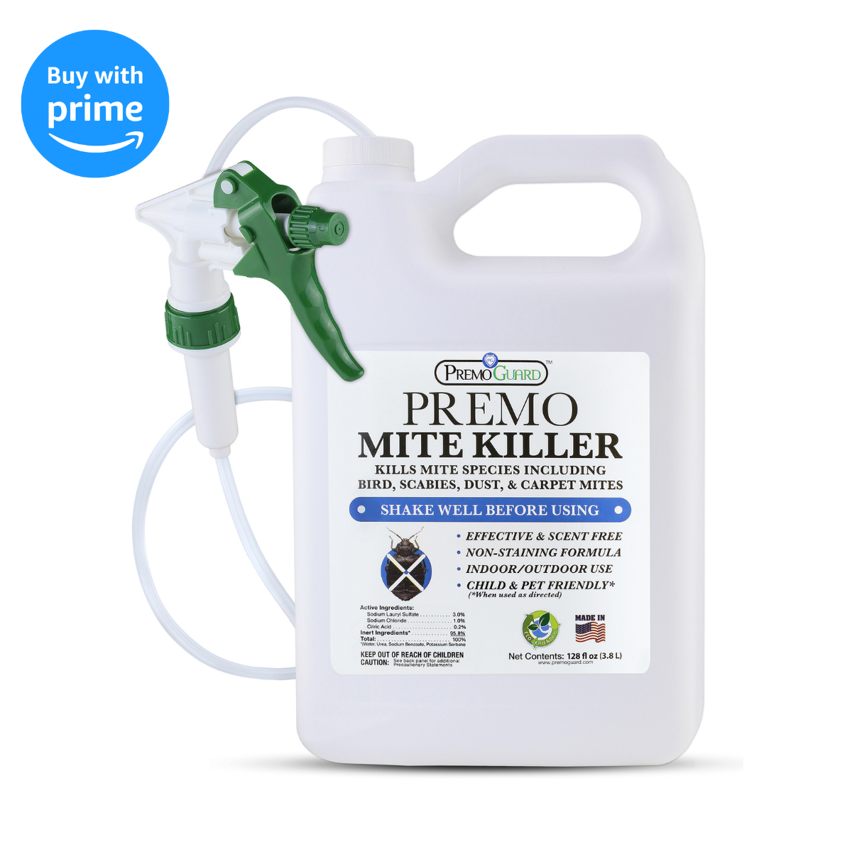 Premo Guard Mite Killer Spray - 128 oz Natural & Non-Toxic