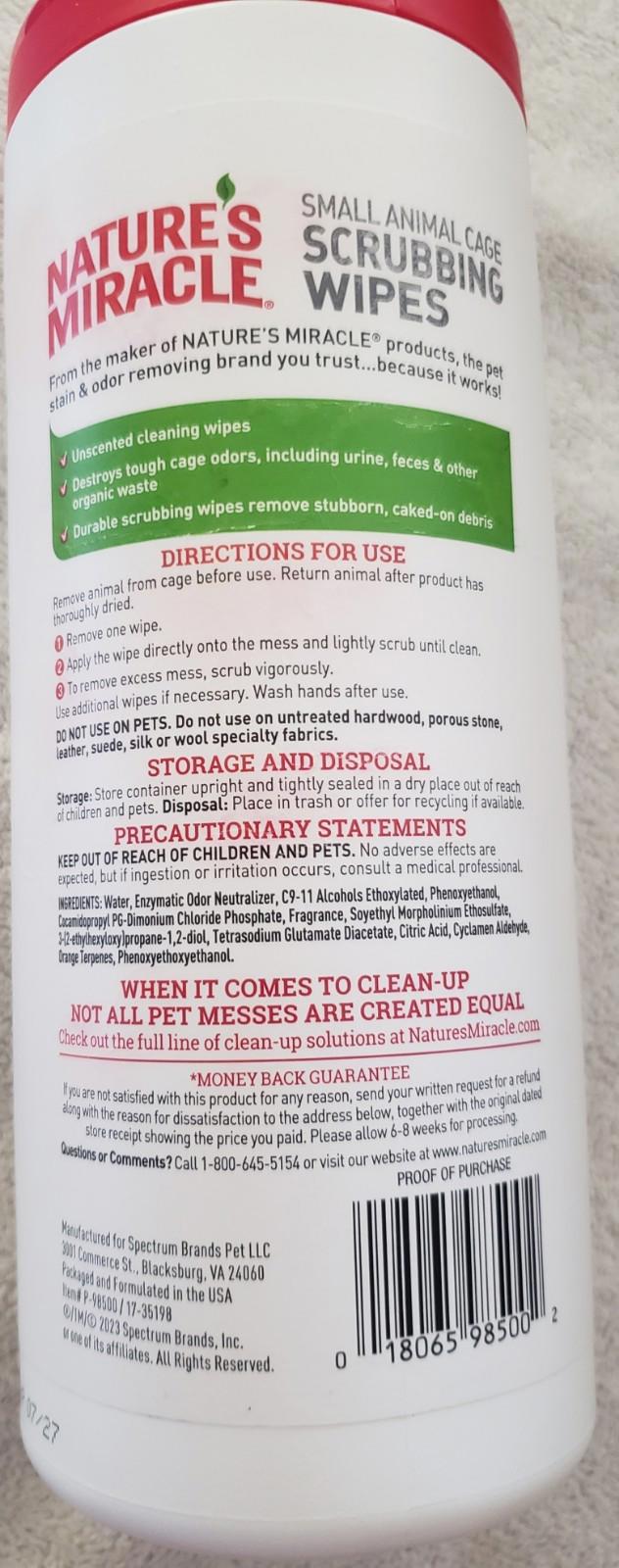 Small Animal Cage Scrubbing Wipes 30 Count