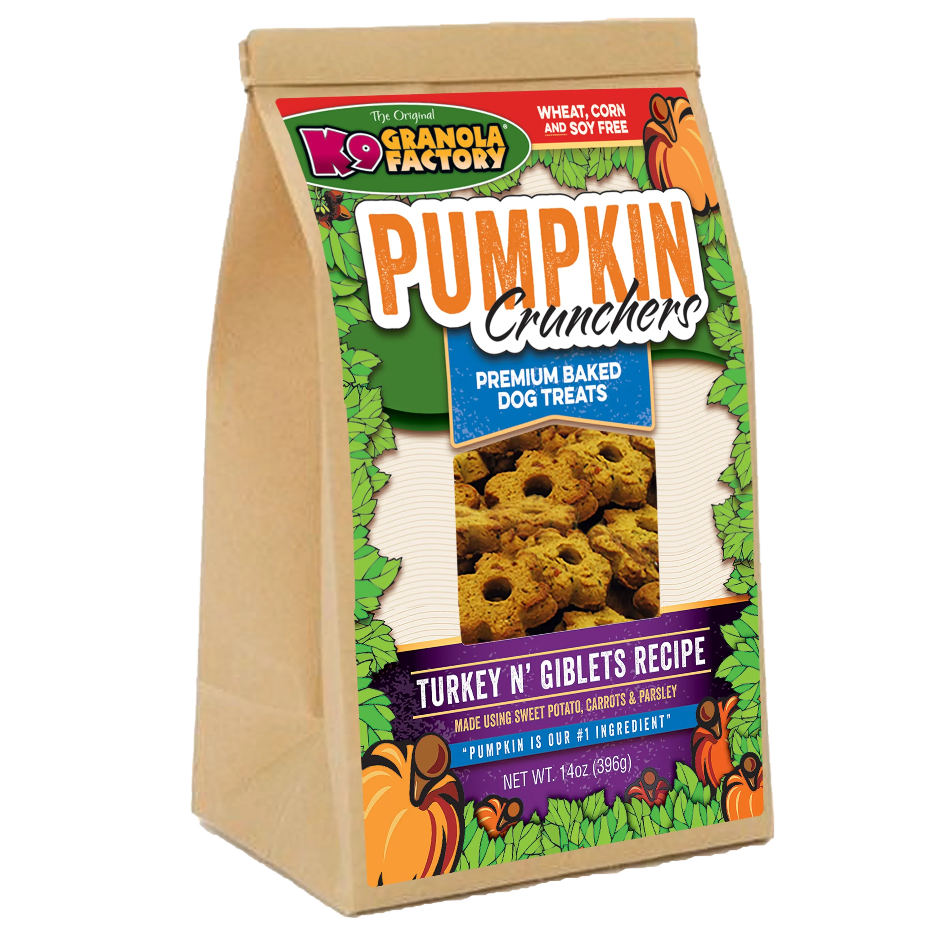 K9 Granola Factory Pumpkin Crunchers, Turkey N' Giblet Recipe Dog Treats (14oz)