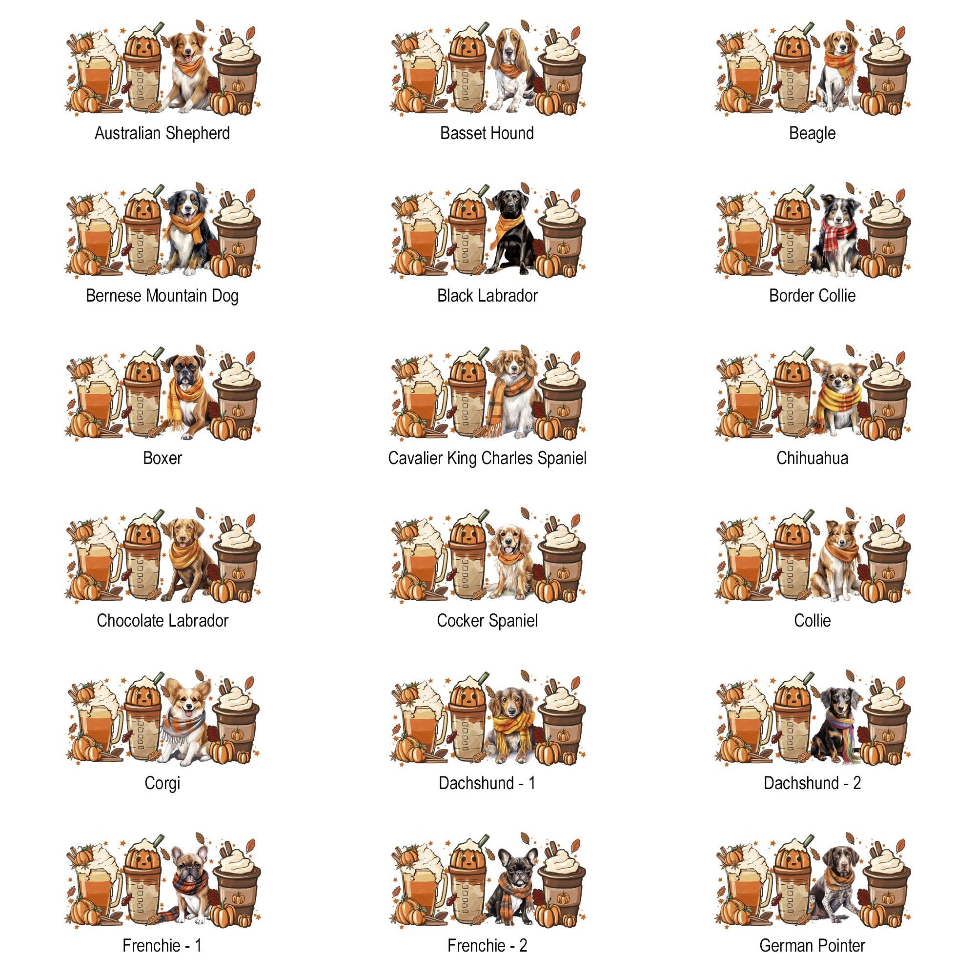 Autumn Dogs and Coffee, Many Breeds Available, Comfort Colors Tshirt