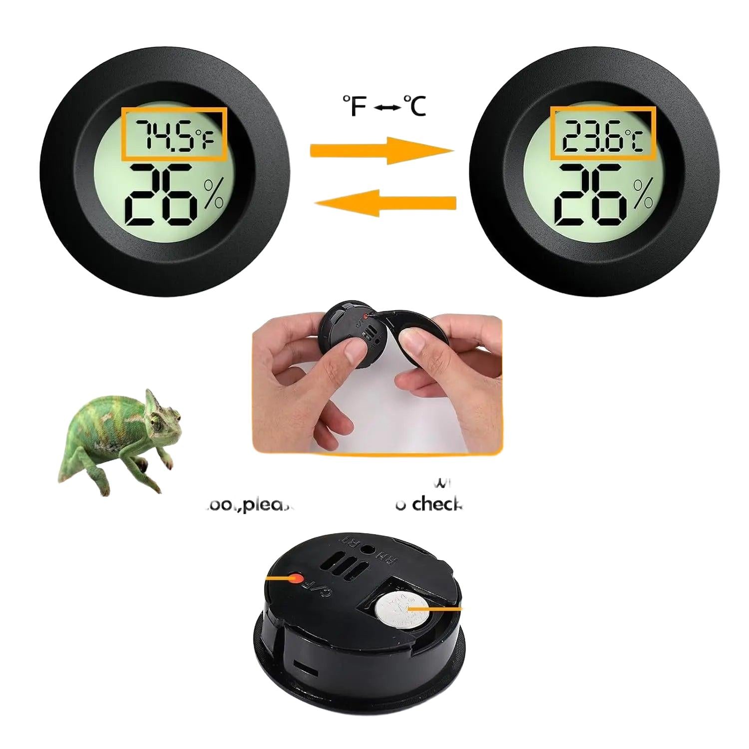 Wags & Whiskers Digital Reptile Thermometer Hygrometer 2 Pack