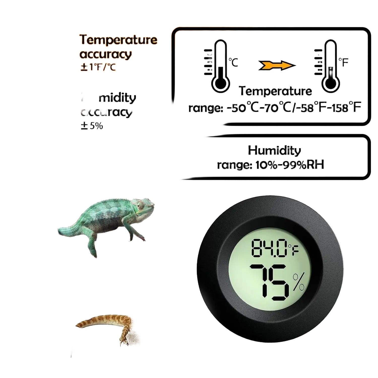 Wags & Whiskers Digital Reptile Thermometer Hygrometer 2 Pack