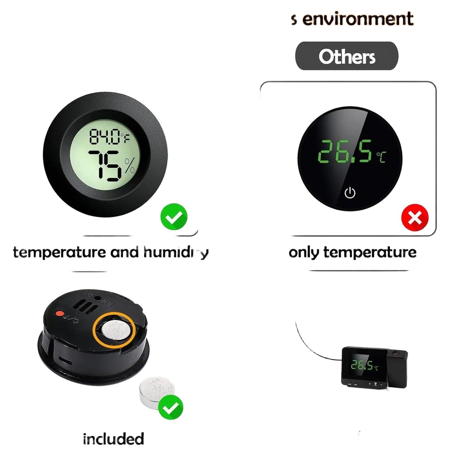 Wags & Whiskers Digital Reptile Thermometer Hygrometer 2 Pack