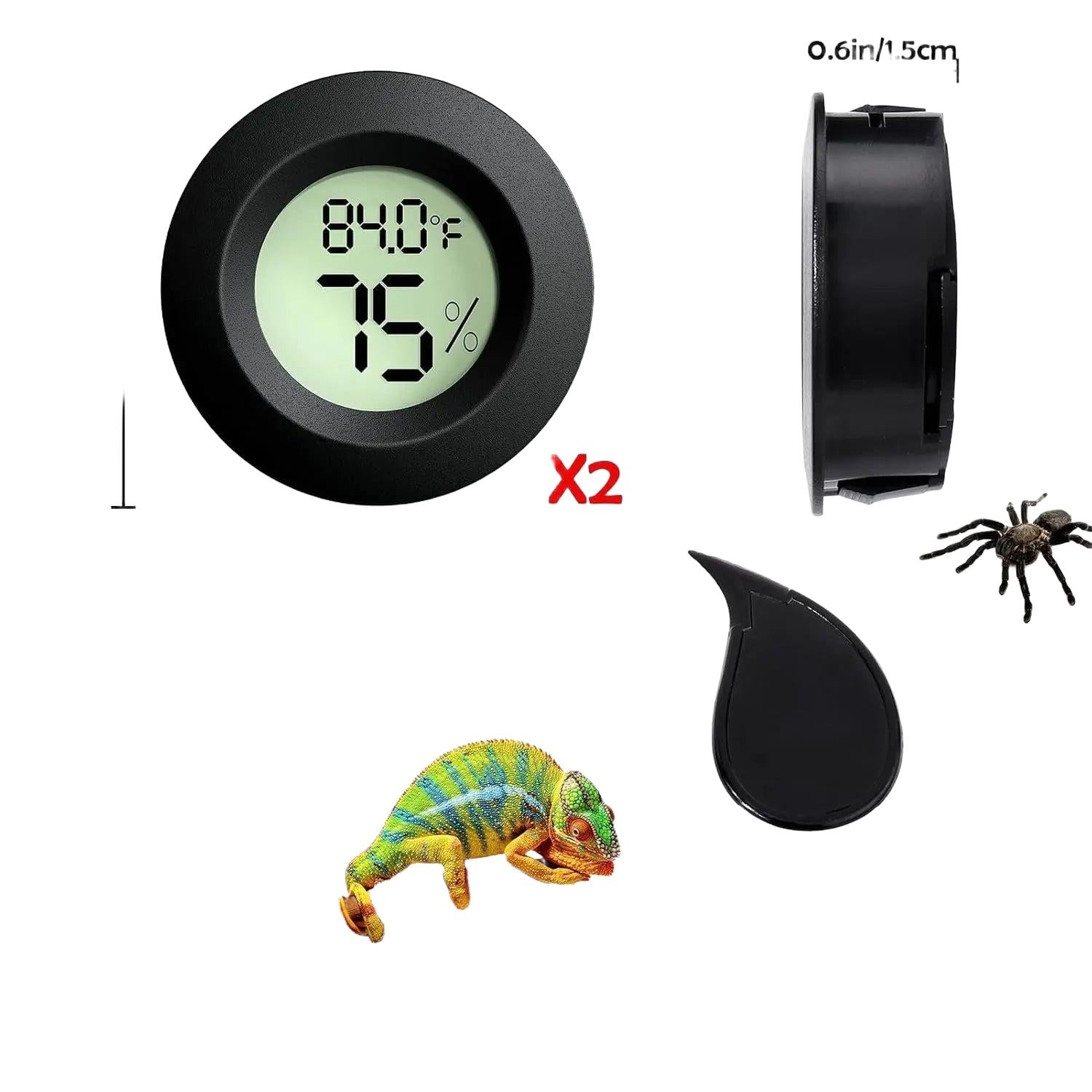 Wags & Whiskers Digital Reptile Thermometer Hygrometer 2 Pack