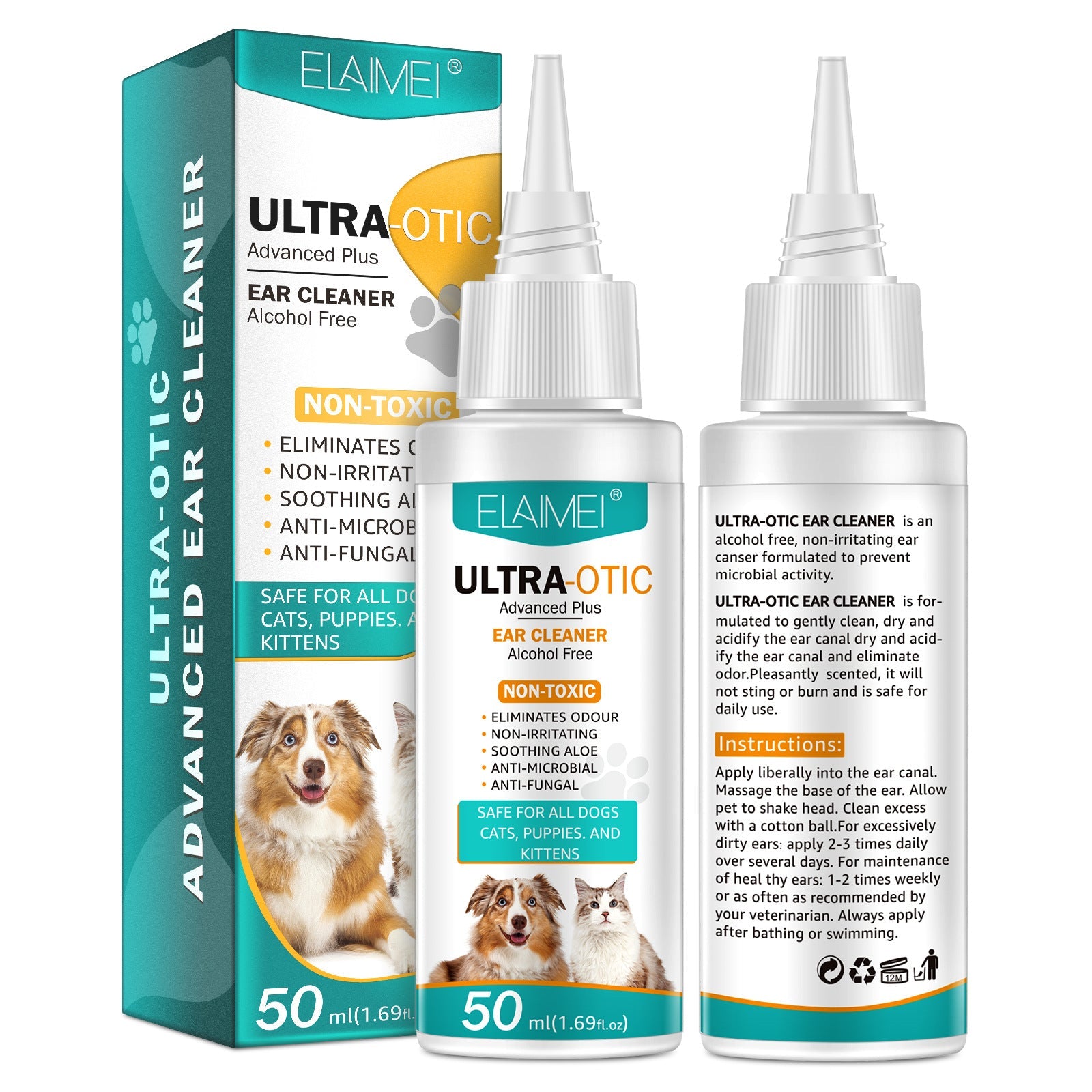Pet Ear Cleaner – Gentle Ear Cleaning Solution for Dogs & Cats | Removes Wax, Mites & Prevents Infections