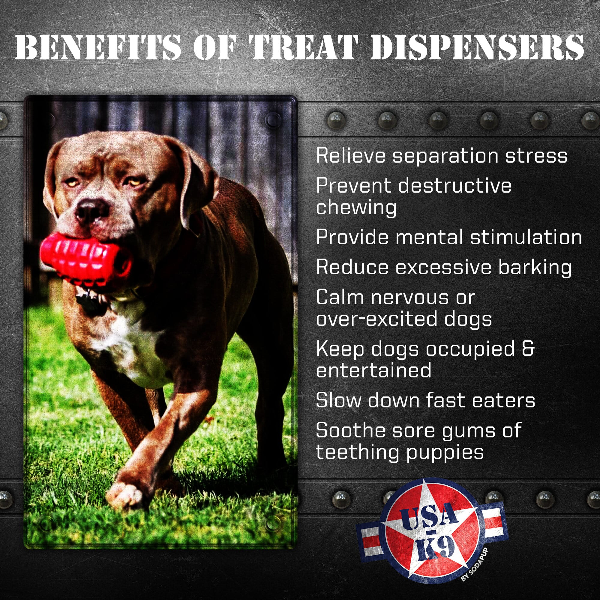 USA-K9 Grenade Shaped eDispenser Durable Dog Chew Toy & Treat Dispenser - Army Green
