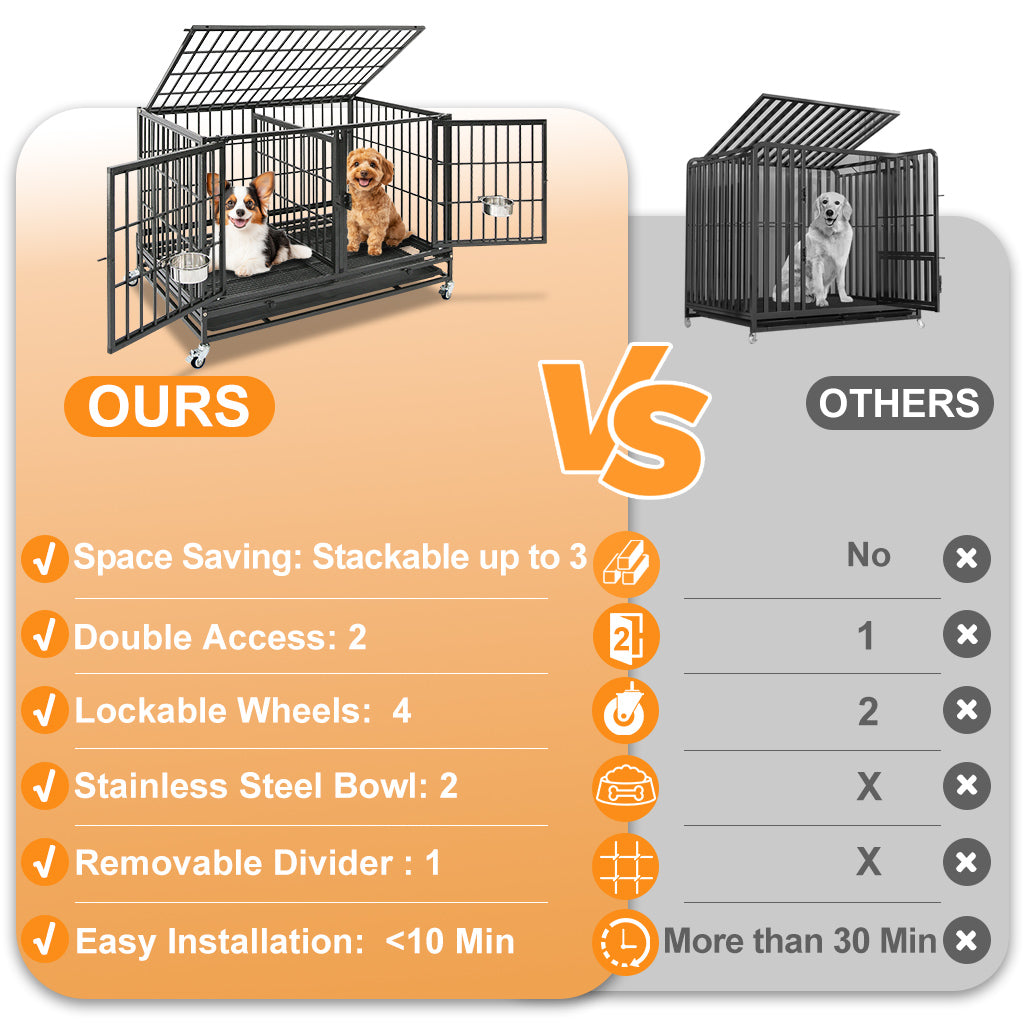 42" Stackable Dog Crate with Divider 43T (Standard Height)