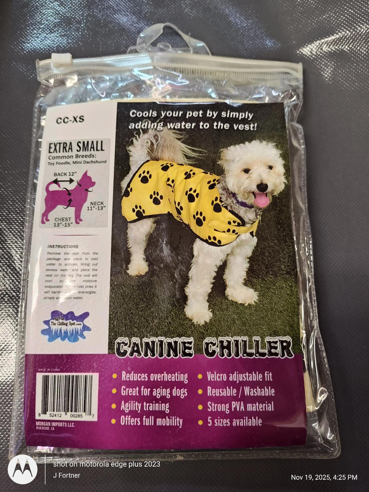 Cooling Vest for Dogs, Yellow with Black Paw Prints (Xtra Small) Canine Chiller