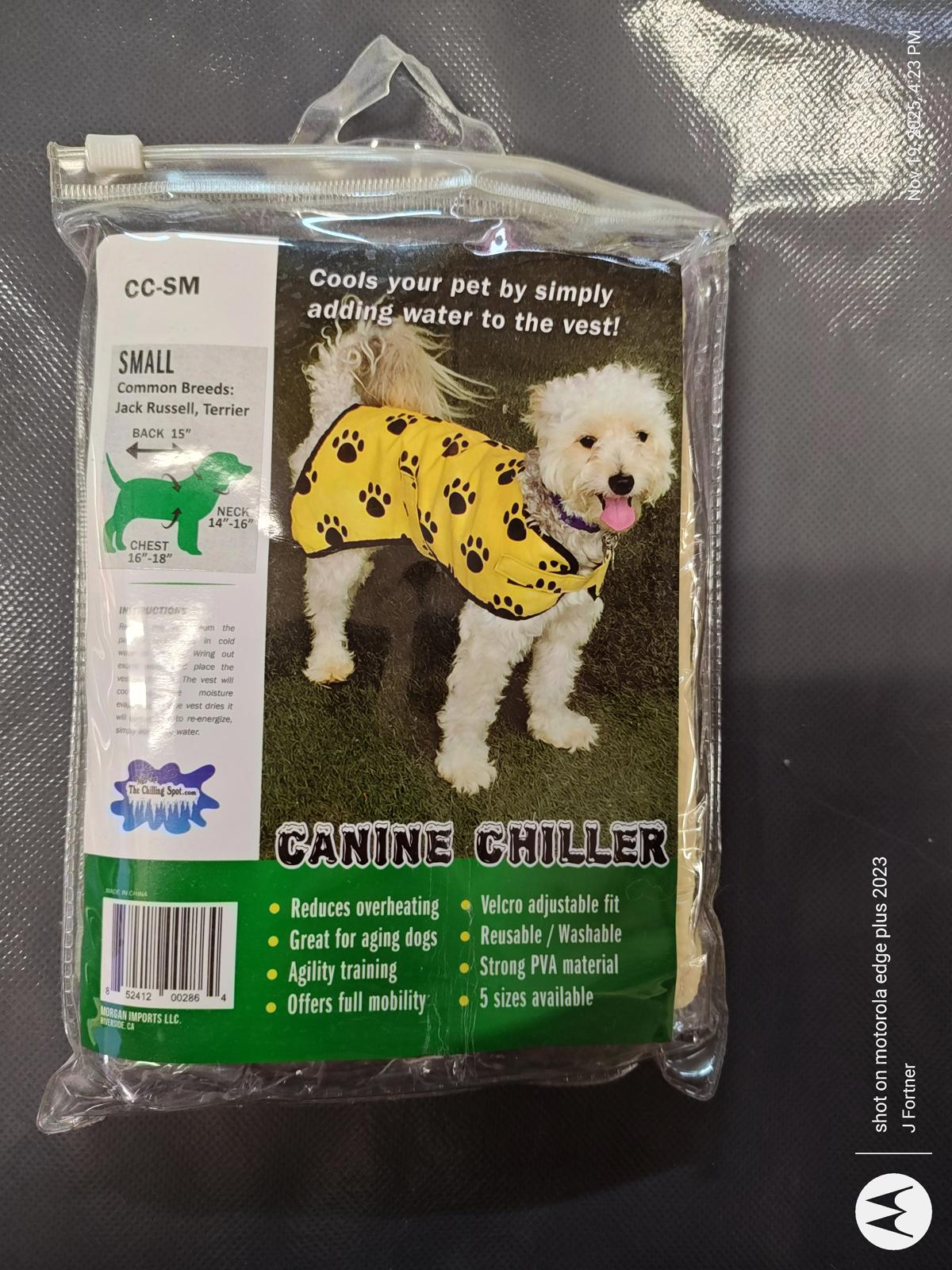 Cooling Vest for Dogs, Yellow with Black Paw Prints (SM) Canine Chiller