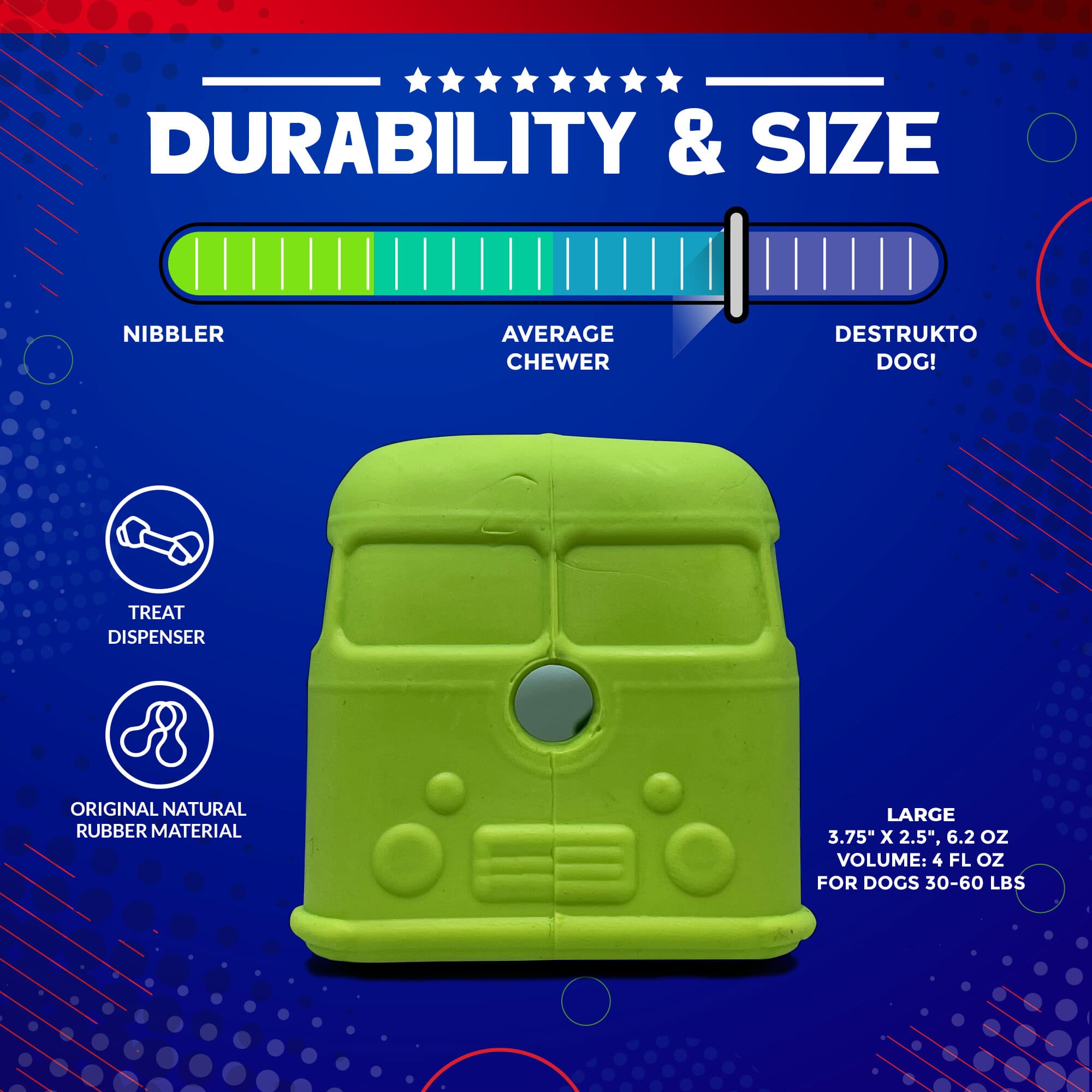 Surf's Up! Retro Van Dog Toy - Durable Chew Toy for Large Dogs | USA Made