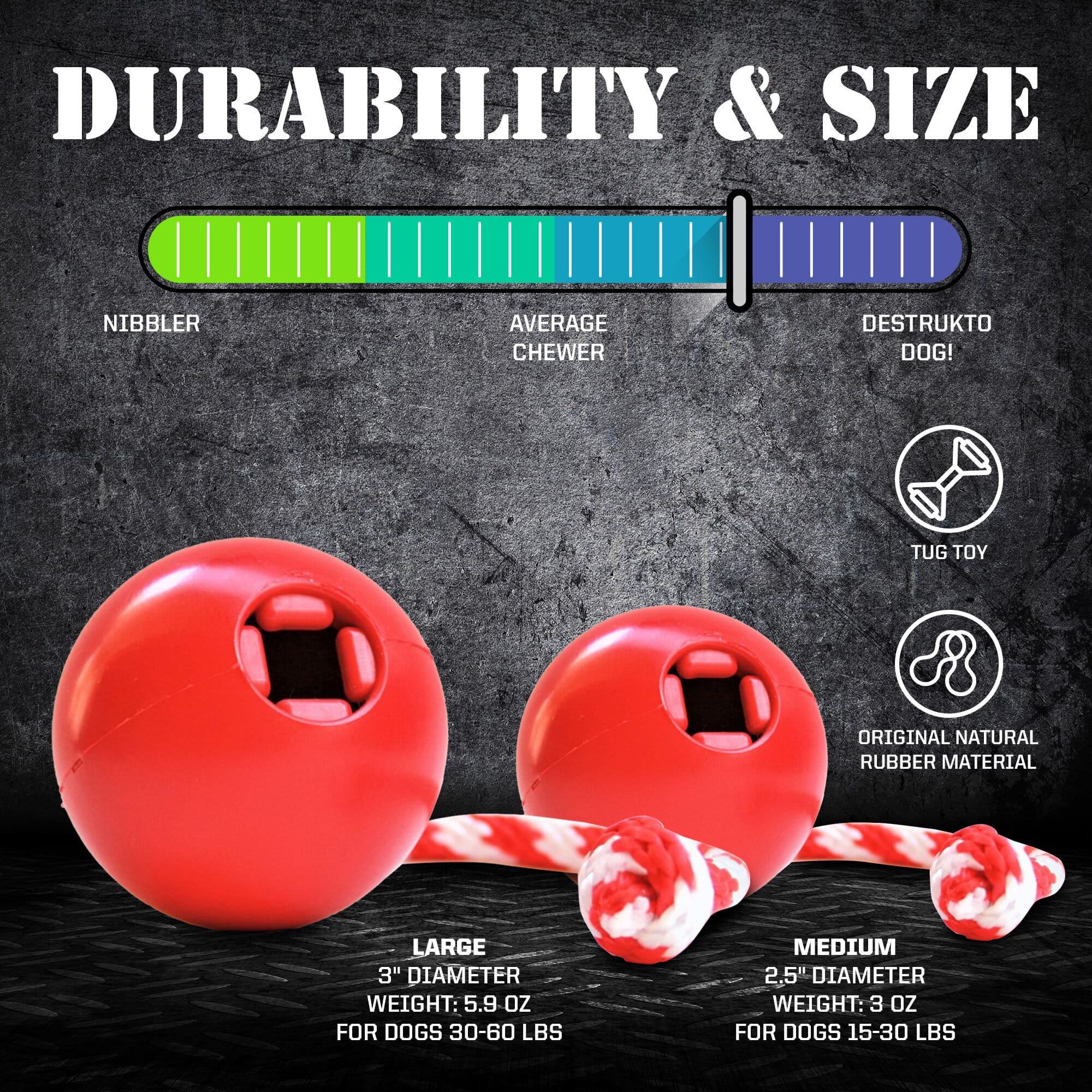 USA-K9 Cherry Bomb Rubber Dog Chew Toy | K9 Handler Reward Toy | USA Made