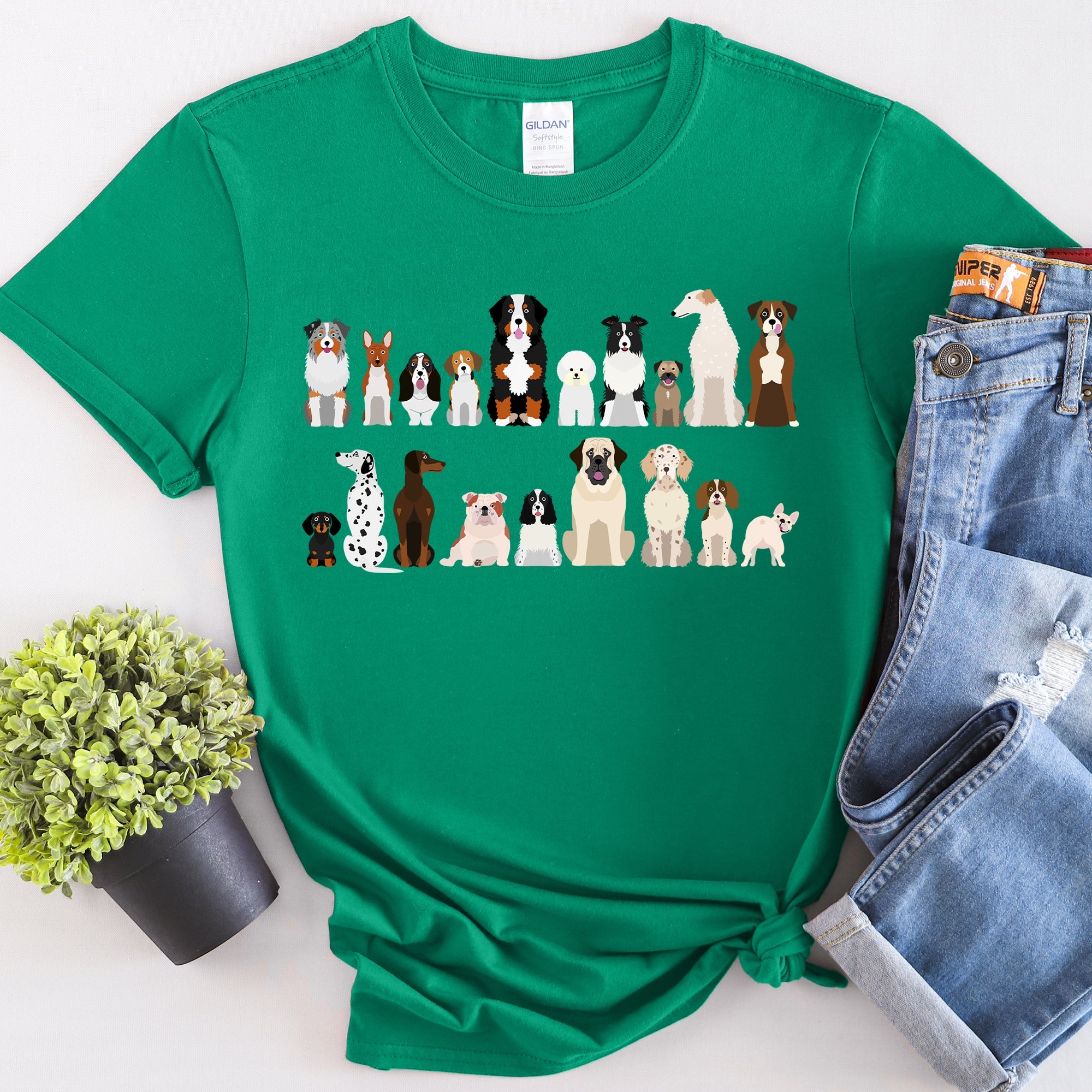 Dog Lovers Super Soft Tees, Pet Animal Shirts, Illustration, Breeds