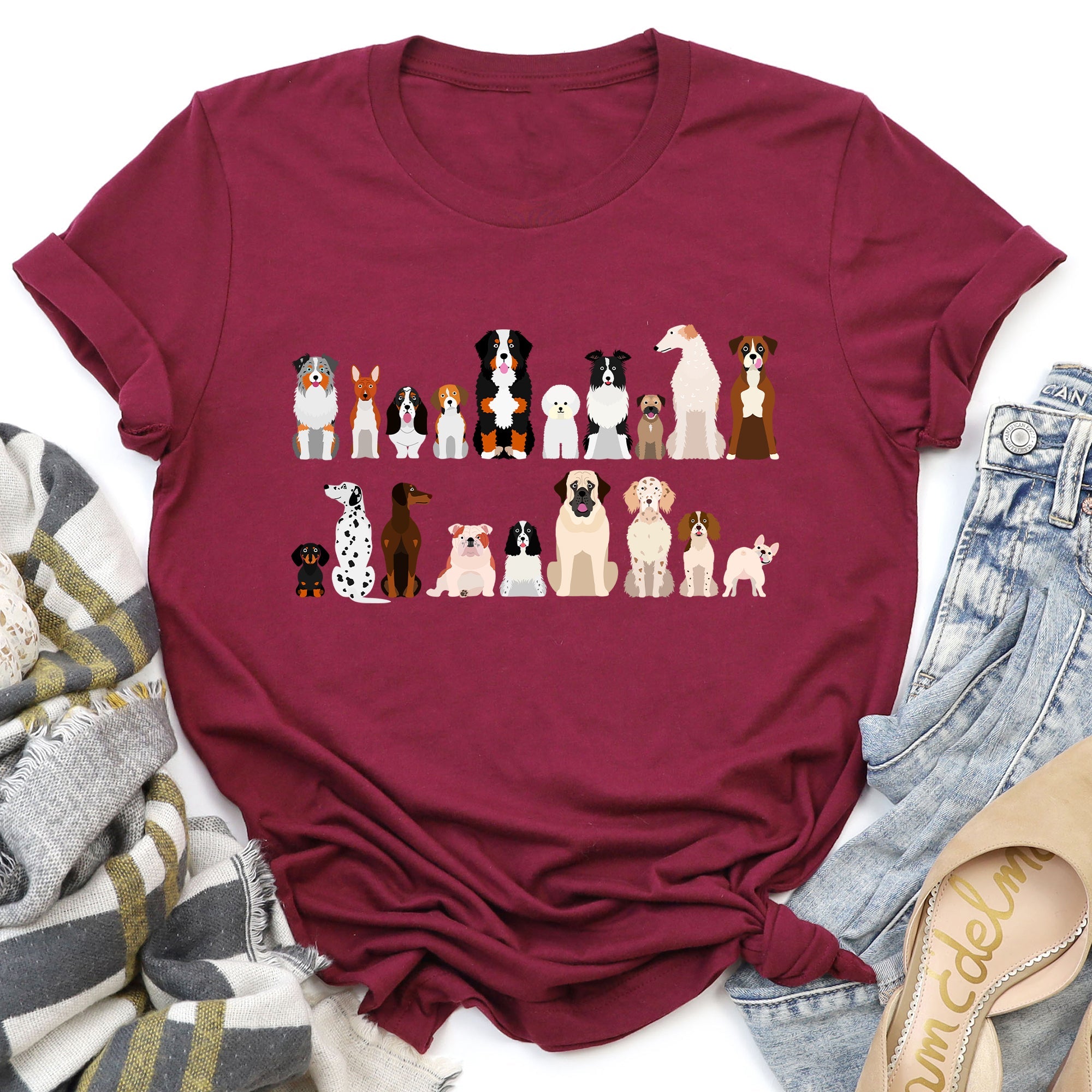 Dog Lovers Super Soft Tees, Pet Animal Shirts, Illustration, Breeds