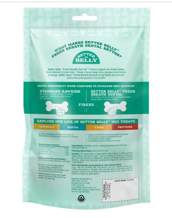 Highly Digestible Rawhide Dental Chews, NO Artificial Colors or Flavors
