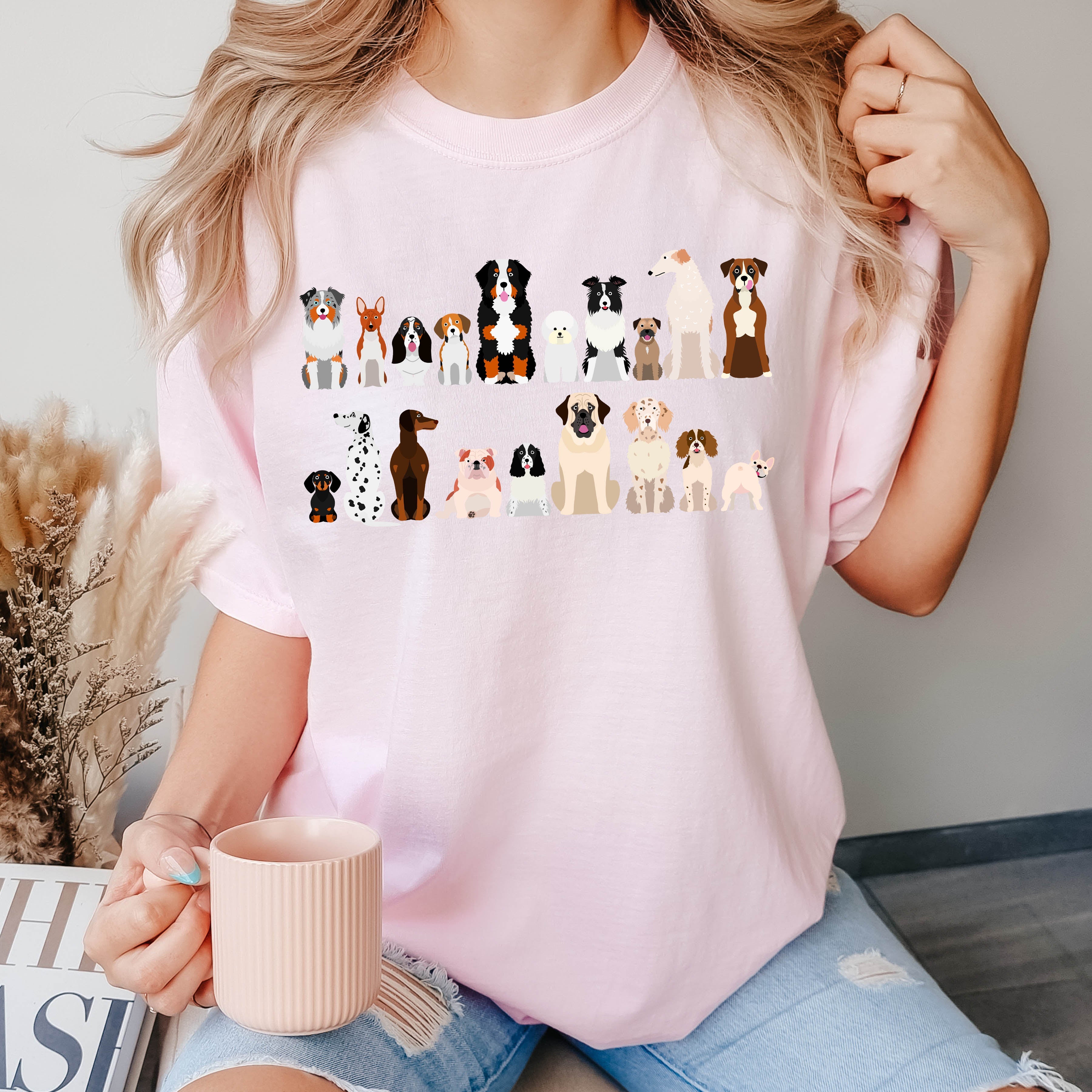 Dog Lovers Comfort Color Tees, Farm Animal Shirts, Illustration, Breeds, Pet Comfort Colors T-Shirt