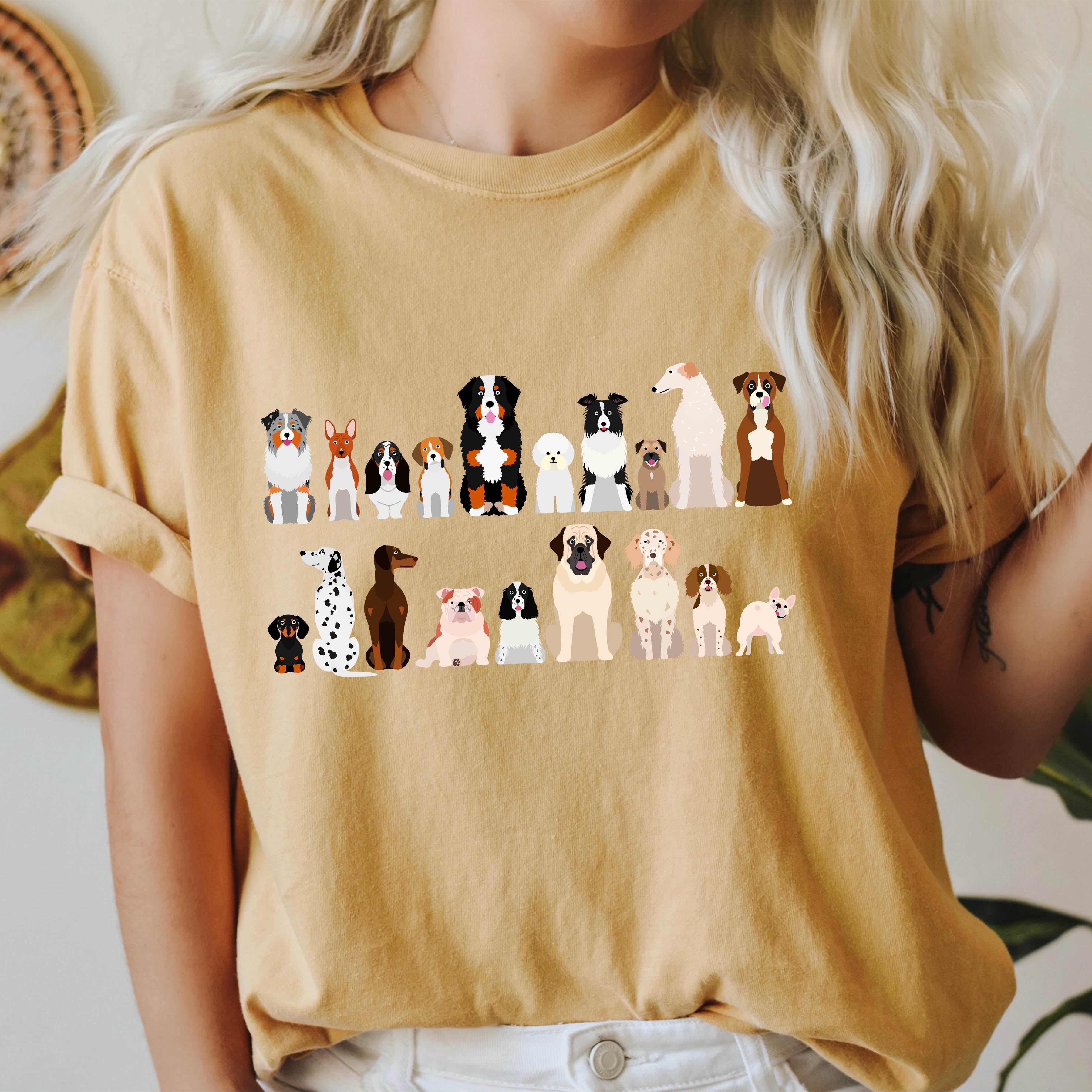 Dog Lovers Comfort Color Tees, Farm Animal Shirts, Illustration, Breeds, Pet Comfort Colors T-Shirt