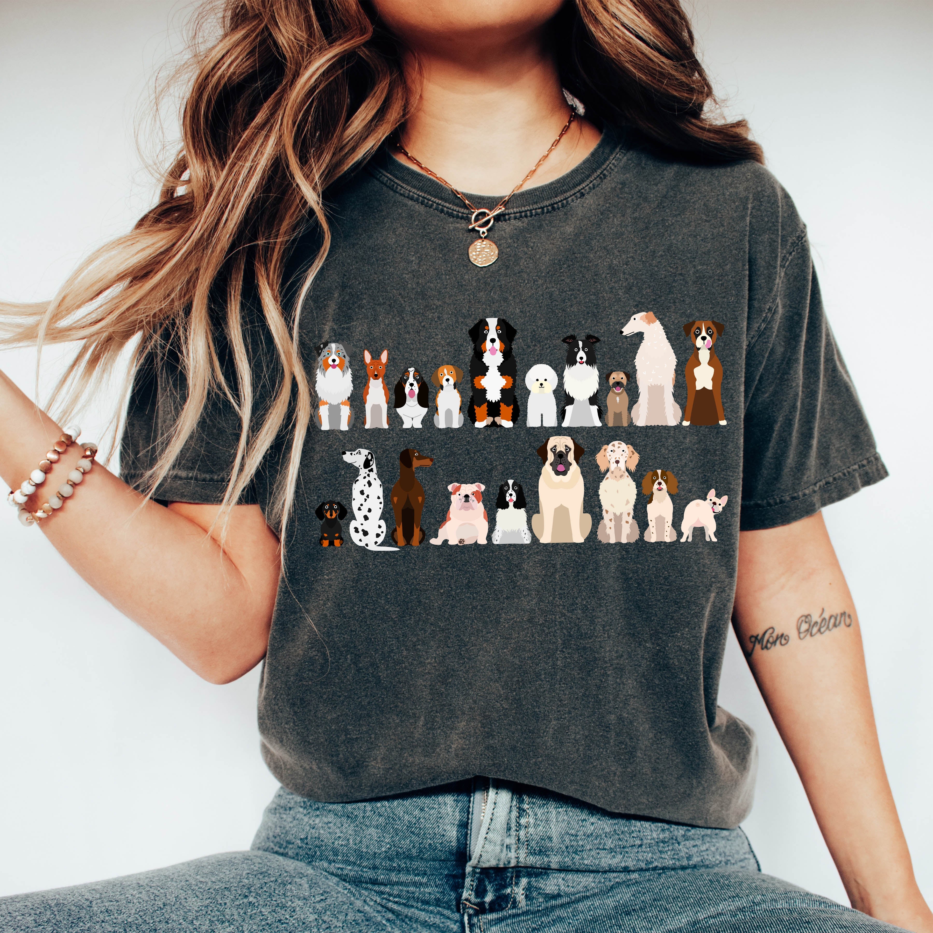 Dog Lovers Comfort Color Tees, Farm Animal Shirts, Illustration, Breeds, Pet Comfort Colors T-Shirt