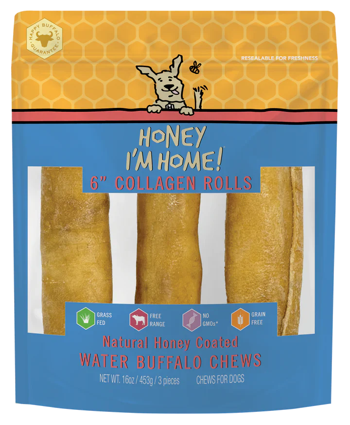 Honey Dog Buffalo Collagen Rolls 6" (3pk)