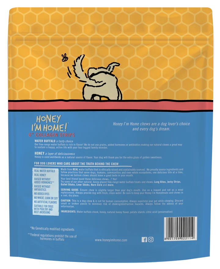Honey Dog Buffalo Collagen Strips 6" (5pk)