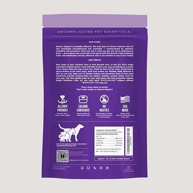 Natural Rapport The Only Dehydrated Chicken Jerky Dogs Need (4oz)