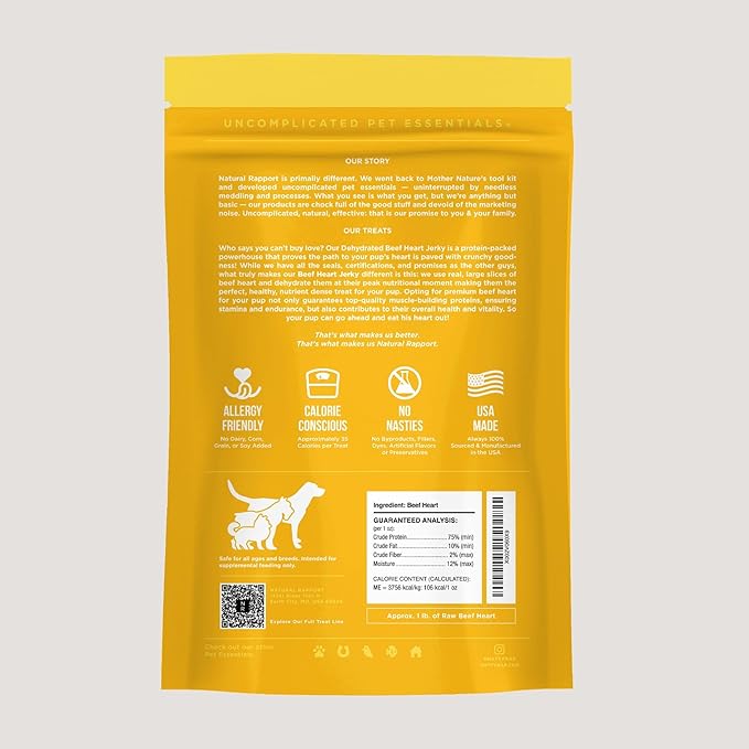 Natural Rapport The Only Dehydrated Beef Heart Jerky Dogs Need (4oz)
