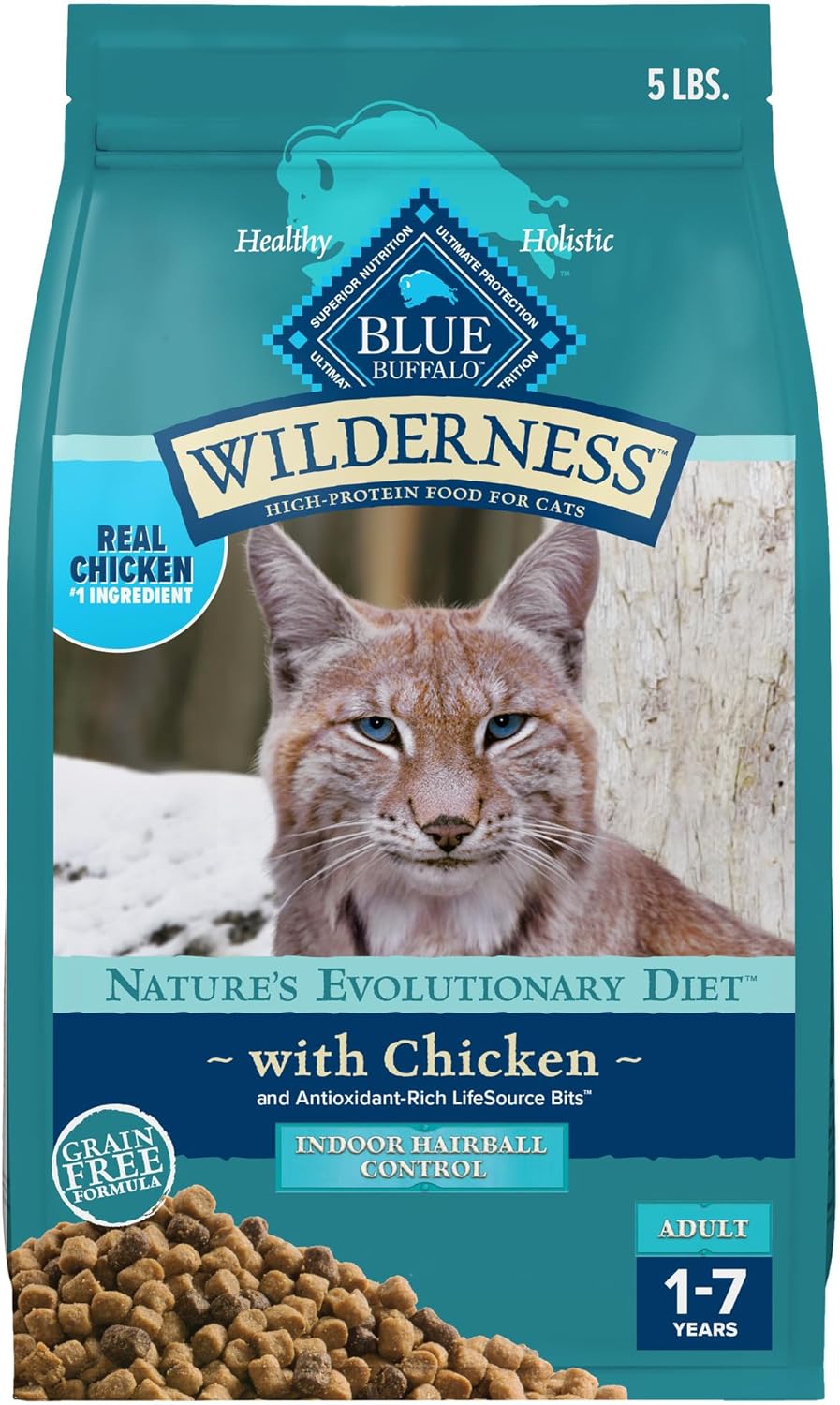 Blue Buffalo Wilderness Adult Indoor Hairball Control Dry Cat Food (5lb)