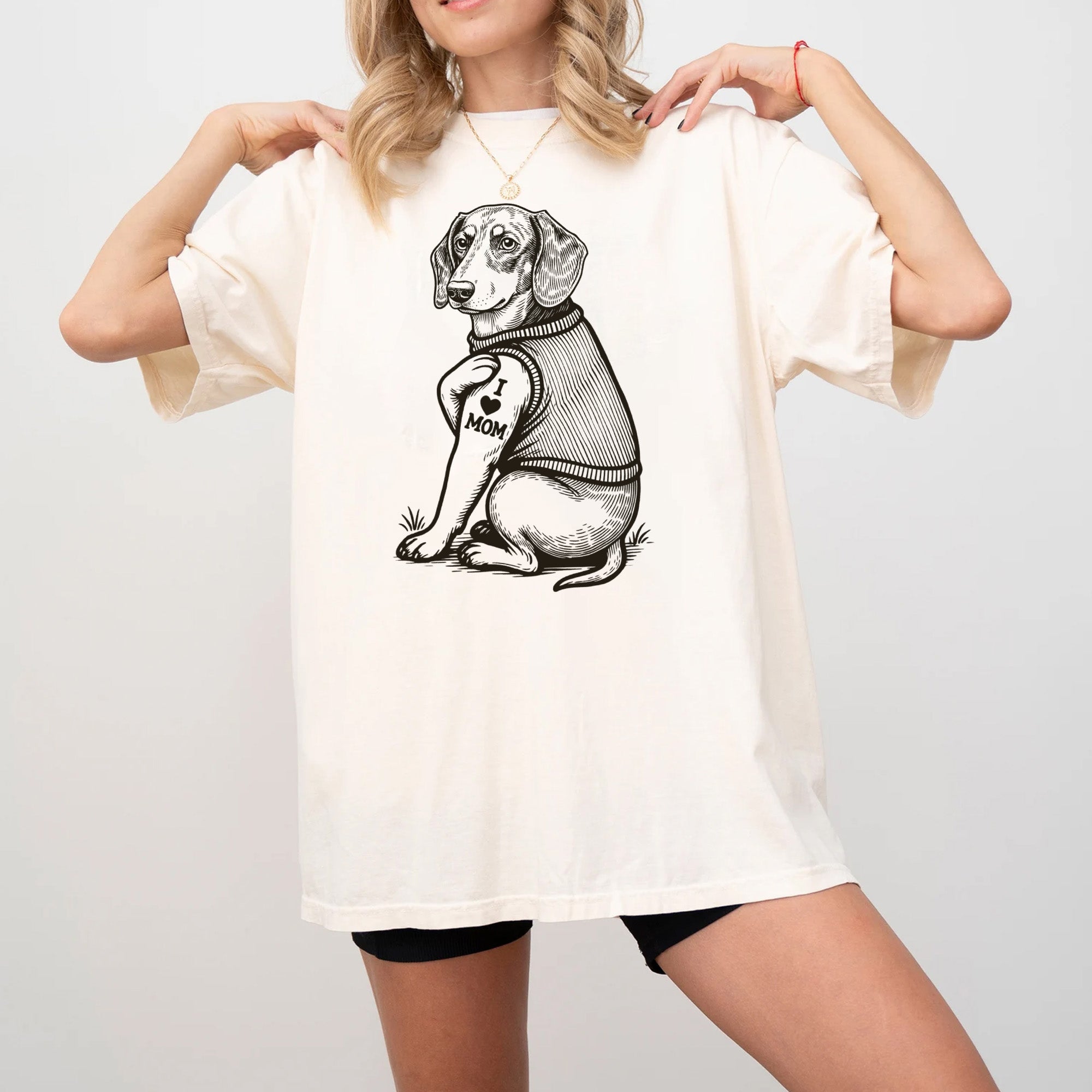 Dachshund "I Love Mom" Tattoo Shirt