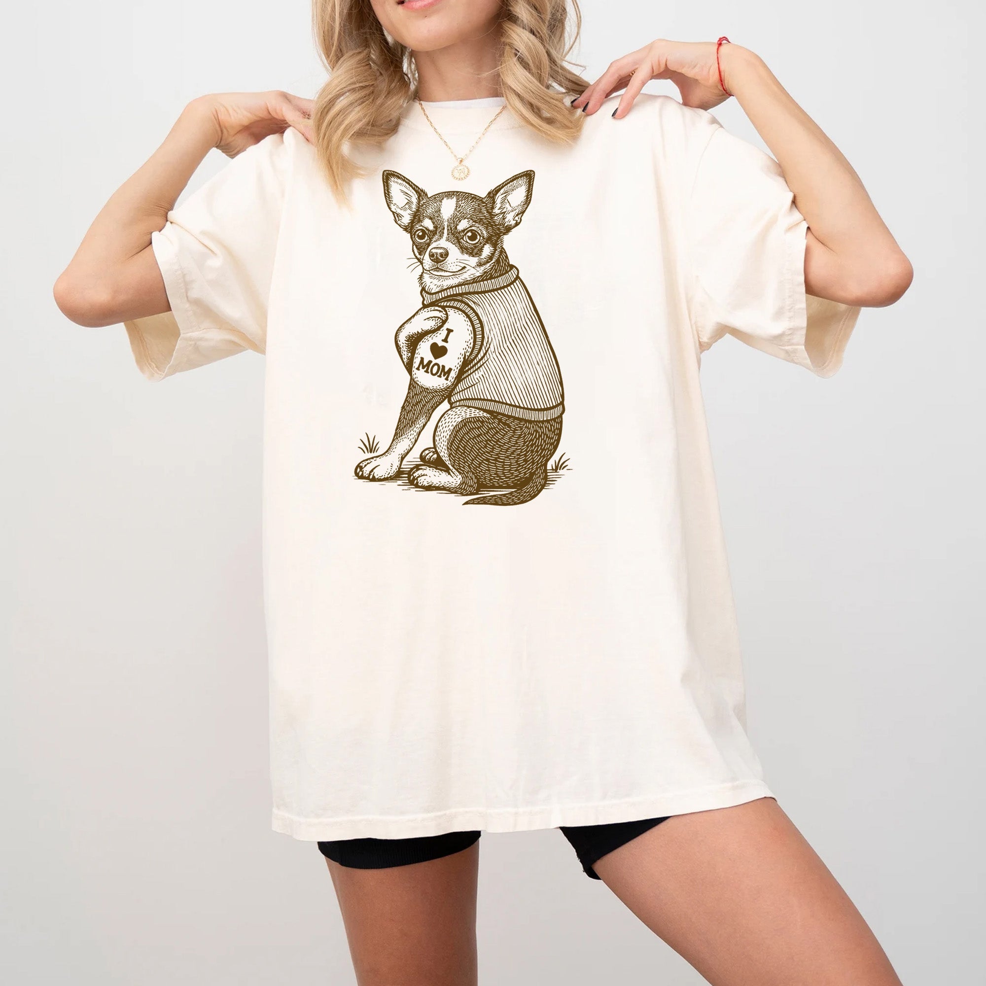 Chihuahua "I Love Mom" Tattoo Shirt