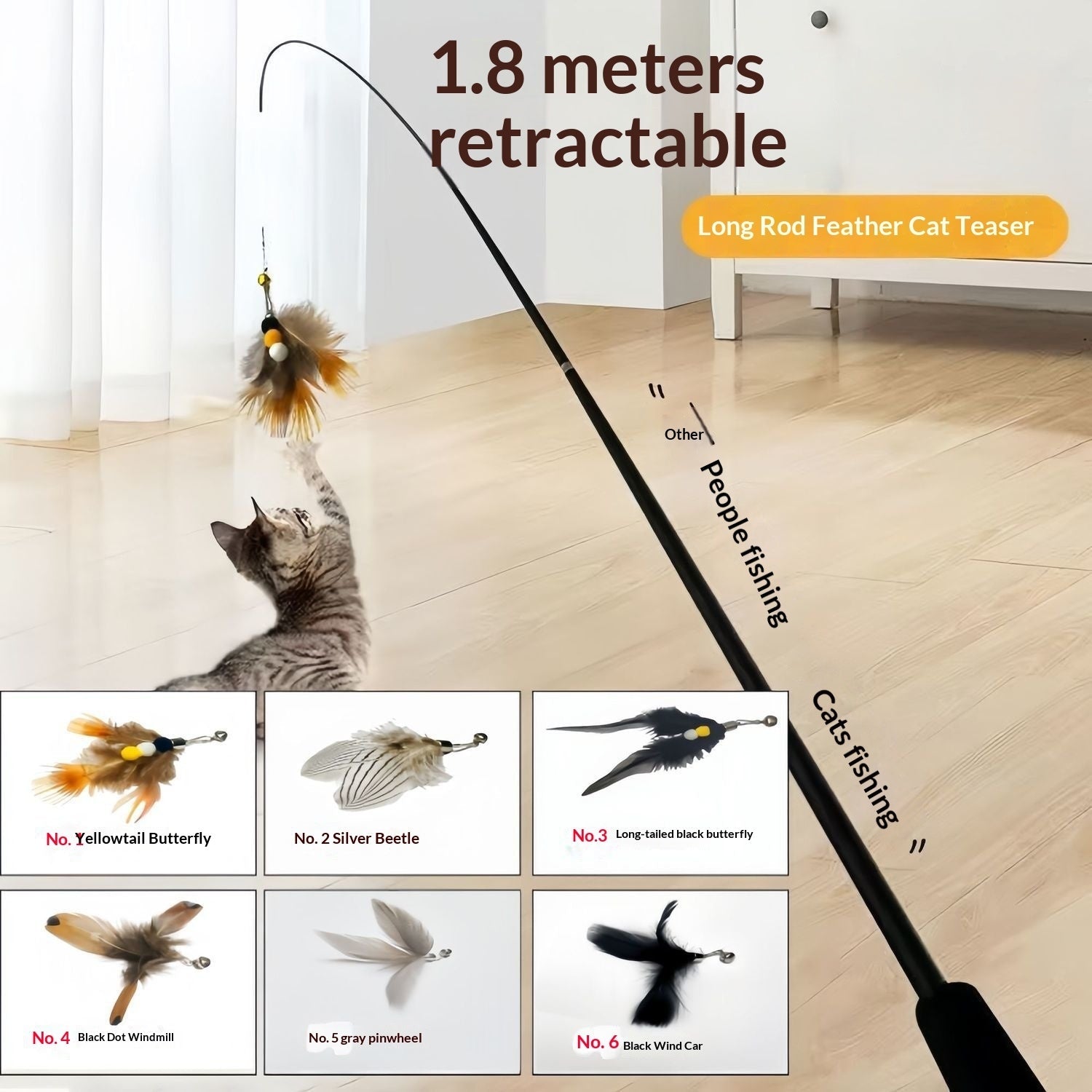 New Insect Feather Replacement Head Bell Cat Toy
