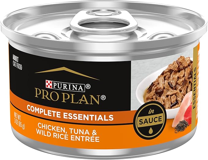 Purina Pro Plan Gravy Wet Cat Food Complete Essentials Chicken, Tuna & Wild Rice Entree in Sauce