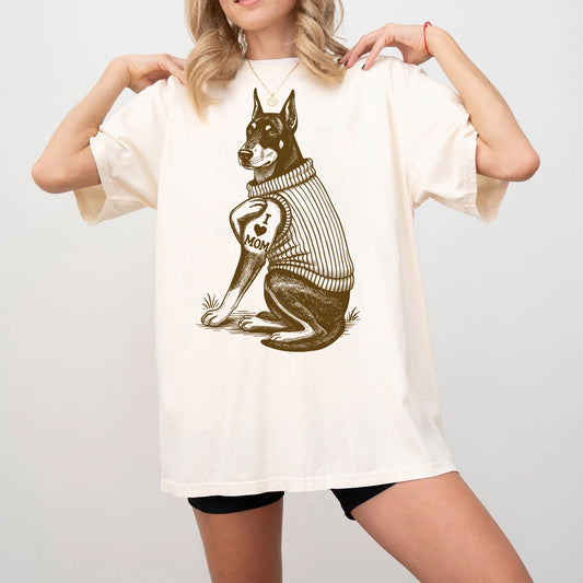 Doberman Pinscher "I Love Mom" Tattoo Shirt